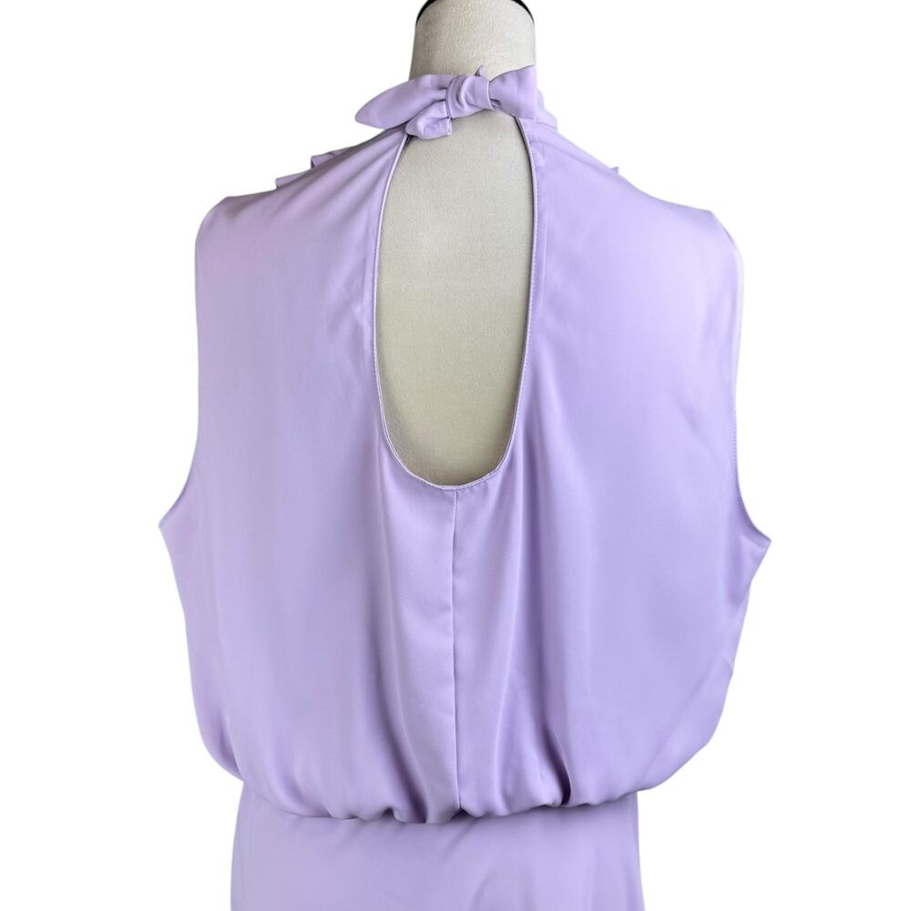 Amanda Uprichard Purple Blouson Sleeveless Halter Neck Elastic Waist Mini Dress - Picture 5 of 10